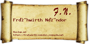 Frühwirth Nándor névjegykártya